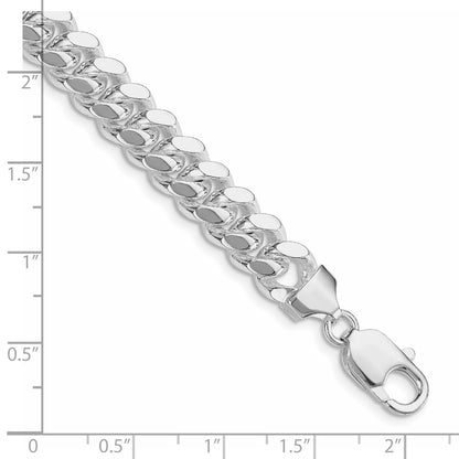Sterling Silver Rhodium-plated 9mm Polished Domed Curb Chain
