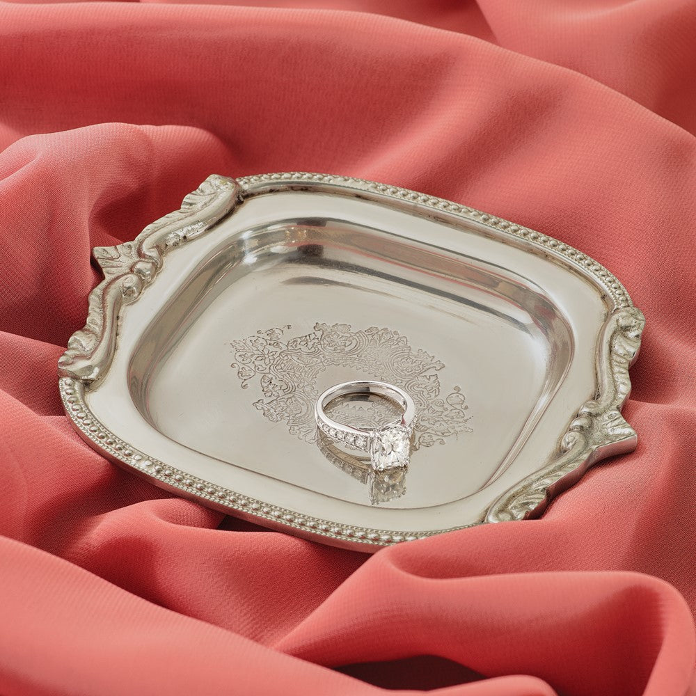 14K White Gold (Holds 1 carat (8.00x6.1mm) Oval Center) 1/5 carat Diamond Semi-Mount Engagement Ring