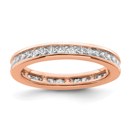 14K Rose Gold Polished Size 5.5 Channel-set 1 carat Princess Diamond Complete Eternity Wedding Band Ring