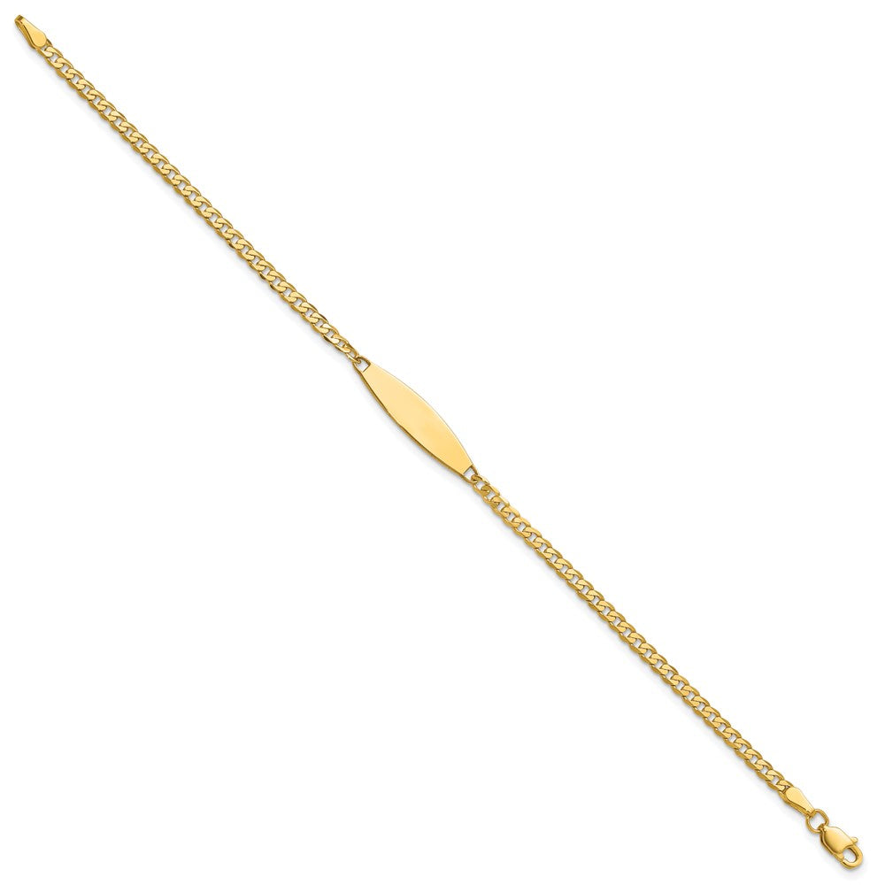 14K Yellow Gold Polished Solid Chain/Solid Plate Curb Link 36x5.1mm Plate 8 Inch ID Bracelet
