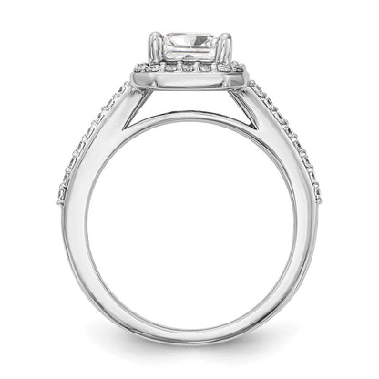 14K White Gold Halo Plus (Holds 1 carat (5.5mm) Princess Center) 1/2 carat Diamond Semi-Mount Engagement Ring