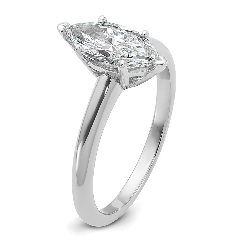 14K White Gold 1 carat Certified Lab Grown Diamond VS+ F+ Marquise Solitaire Complete Engagement Ring