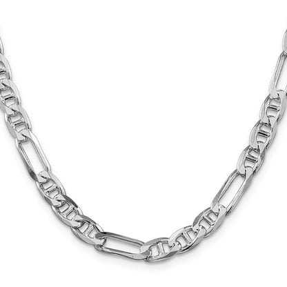 Sterling Silver Rhodium-plated 6.5mm Figaro Anchor 24 Inch Chain