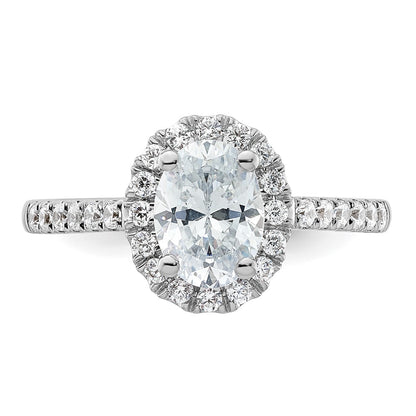 14K White Gold Halo Plus (Holds 3/4 carat (7.5x5.0mm) Oval Center) 3/8 carat Diamond Semi-Mount Engagement Ring