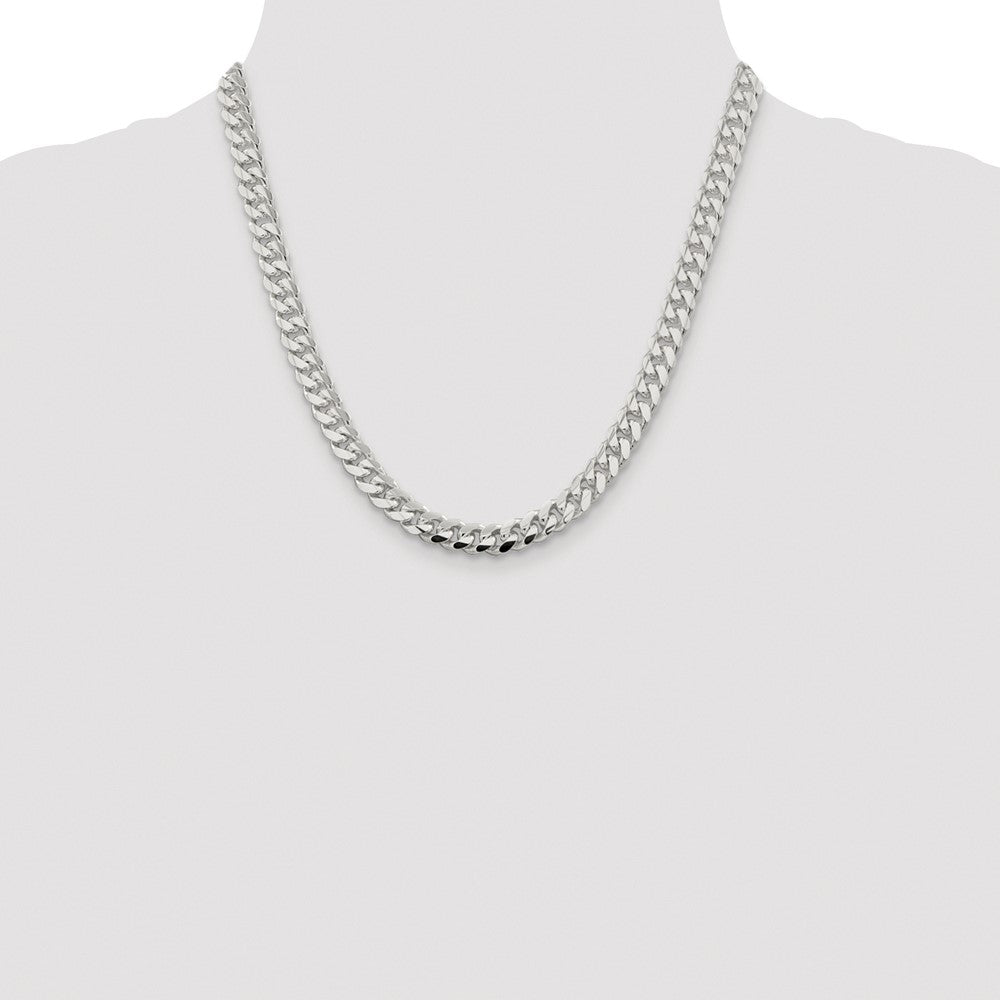 Sterling Silver Rhodium-plated 7.8mm Polished Domed Curb 20 Inch Chain