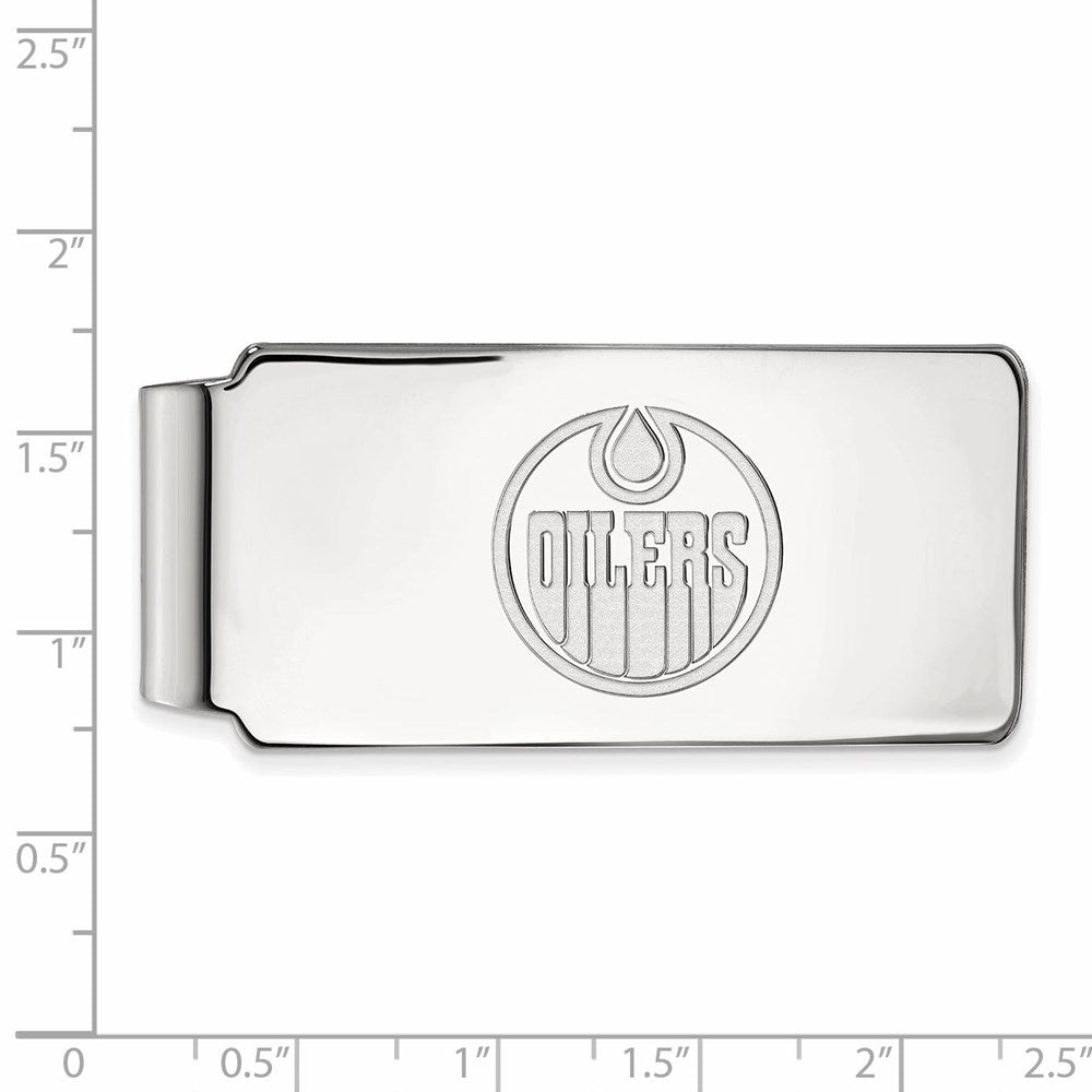 10K White Gold NHL LogoArt Edmonton Oilers Money Clip