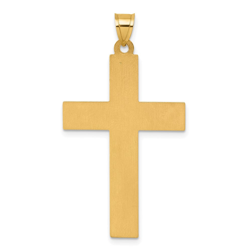 14K Yellow Gold with Rhodium Polished INRI Crucifix Cross Pendant
