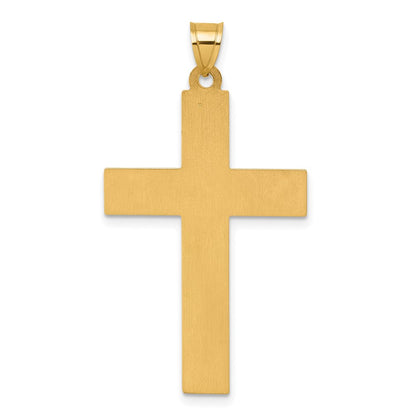 14K Yellow Gold with Rhodium Polished INRI Crucifix Cross Pendant