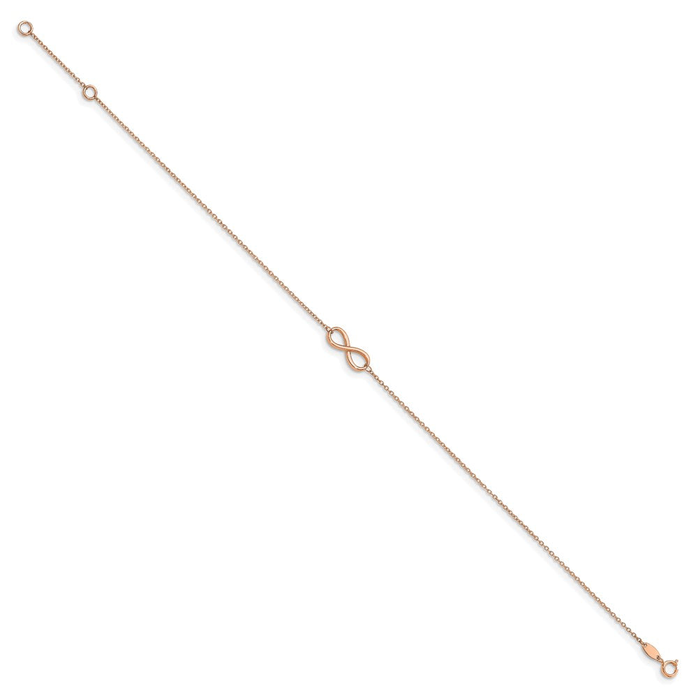 14K Rose Gold Polished Infinity 9 Inch Plus 1 Inch Extender - Total 10 Inch Anklet