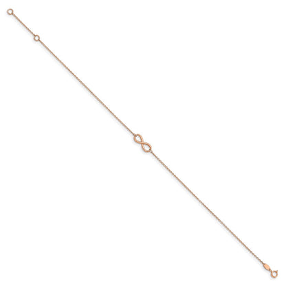 14K Rose Gold Polished Infinity 9 Inch Plus 1 Inch Extender - Total 10 Inch Anklet