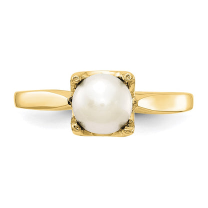 14K Yellow Gold 6mm FW Cultured Pearl ring