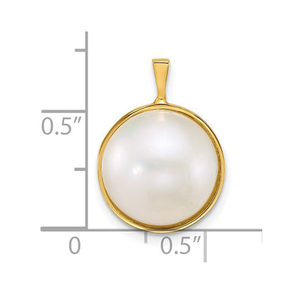 14K Yellow Gold 12-13mm Round Saltwater Cultured Mabe Pearl Pendant