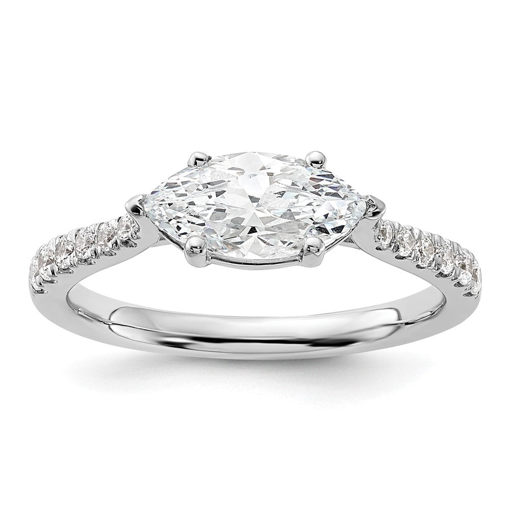 14K White Gold East West (Holds 1 carat (10.5x5.6mm) Marquise Center) 1/5 carat Diamond Semi-Mount Engagement Ring