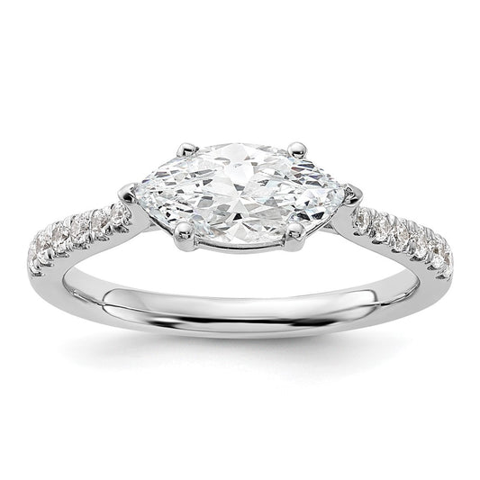 14K White Gold East West (Holds 1 carat (10.5x5.6mm) Marquise Center) 1/5 carat Diamond Semi-Mount Engagement Ring