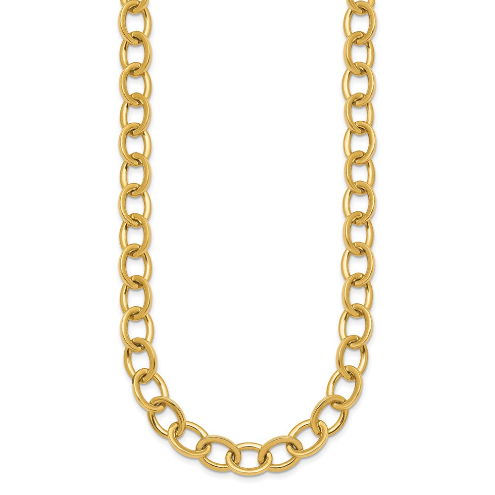 14K Yellow Gold Polished 9mm Round Cable Chain 18 Inch Necklace