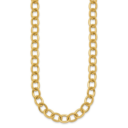 14K Yellow Gold Polished 9mm Round Cable Chain 18 Inch Necklace