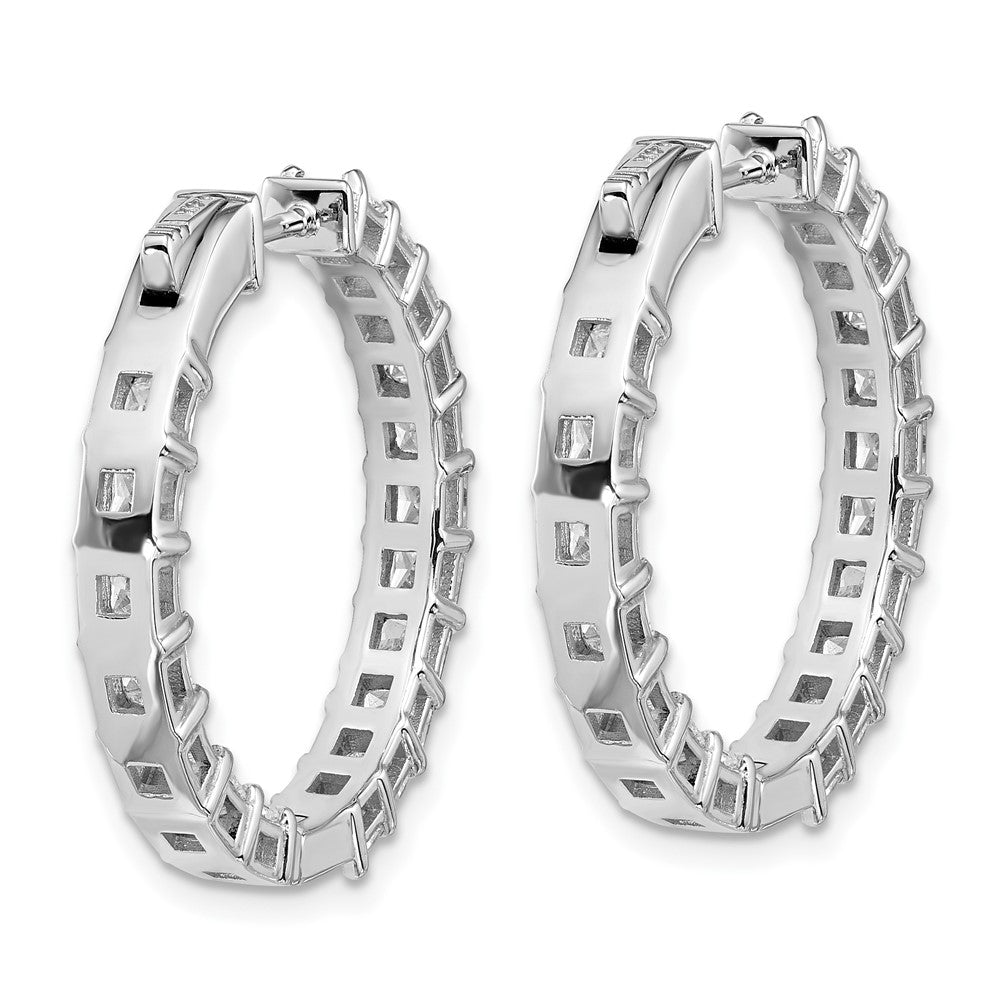 14K White Gold 6 1/8 Lab Grown Diamond VS/SI+ G+ Princess Complete In and Out Hoop Earrings