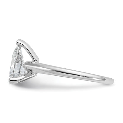 14K White Gold 1 1/2 carat Lab Grown Diamond VS+ F+ Pear Solitaire Complete Engagement Ring