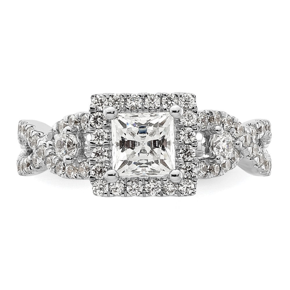 14K White Gold Halo Plus (Holds 3/4 carat (5.00mm) Princess Center) 3/4 carat Diamond Semi-Mount Engagement Ring