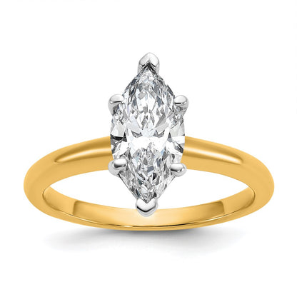 14K Two-Tone Gold Two-tone 1 1/2 carat Lab Grown Diamond VS+ F+ Marquise Solitaire Complete Engagement Ring