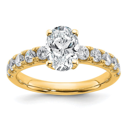 14K Yellow Gold Certified 2 3/4 carat Lab Grown Diamond VS+ F+ Oval Complete Engagement Ring