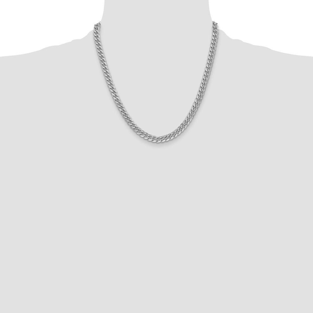 14K White Gold 6mm Semi-Solid Miami Cuban 20 Inch Chain