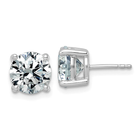14K White Gold 5 carat Lab Grown Diamond VS+ F+ Round Complete Four Prong Lightweight Stud Earrings