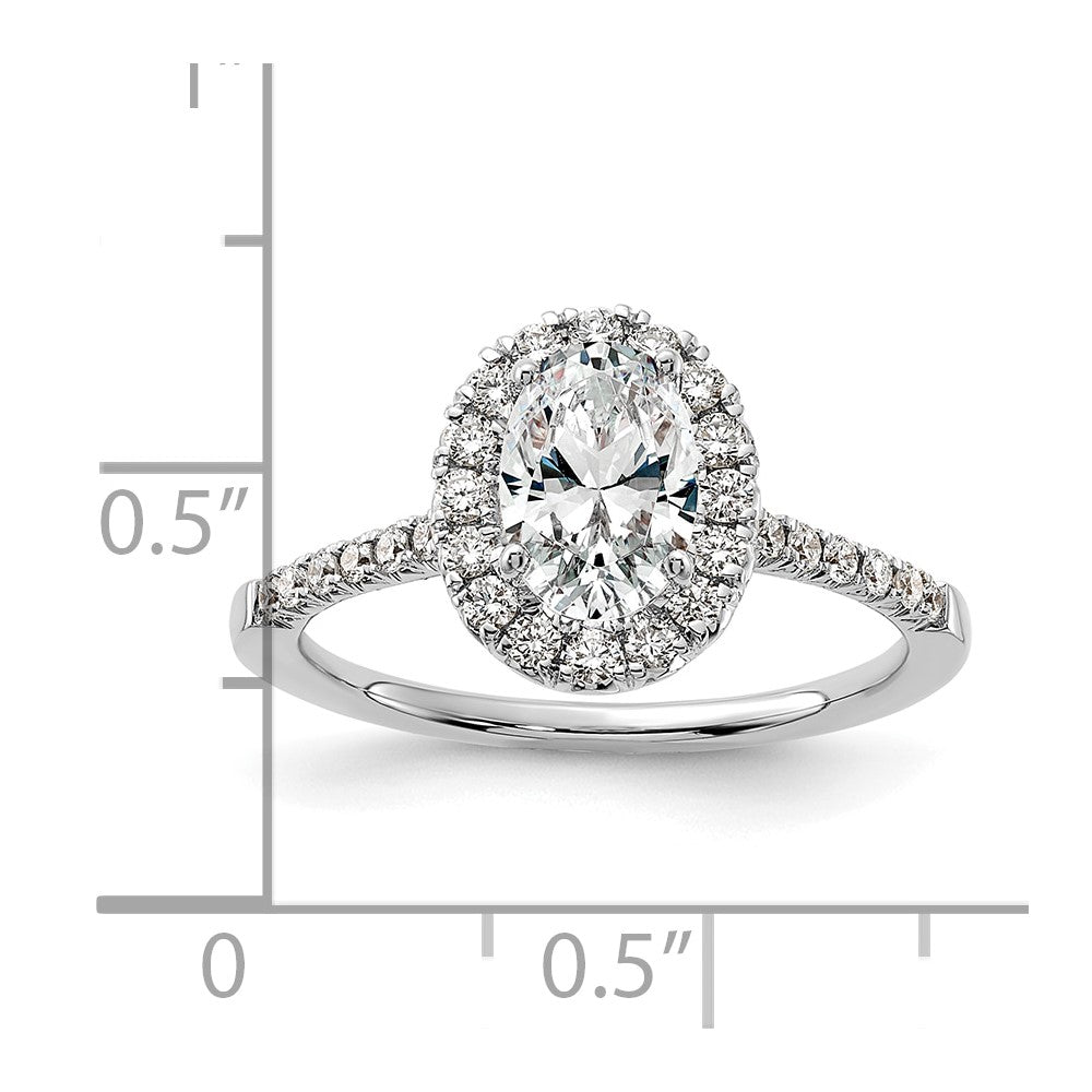 True Origin 14K White Gold 3/8 carat Lab Grown Diamond VS+ F+ Semi-Mount Oval Halo Engagement Ring