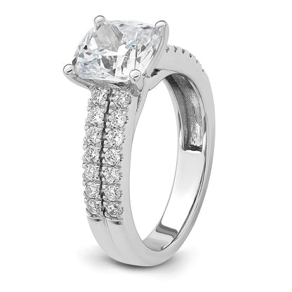 14K White Gold 2 carat Certified Lab Grown Diamond VS/SI+ G+ Princess Complete Engagement Ring