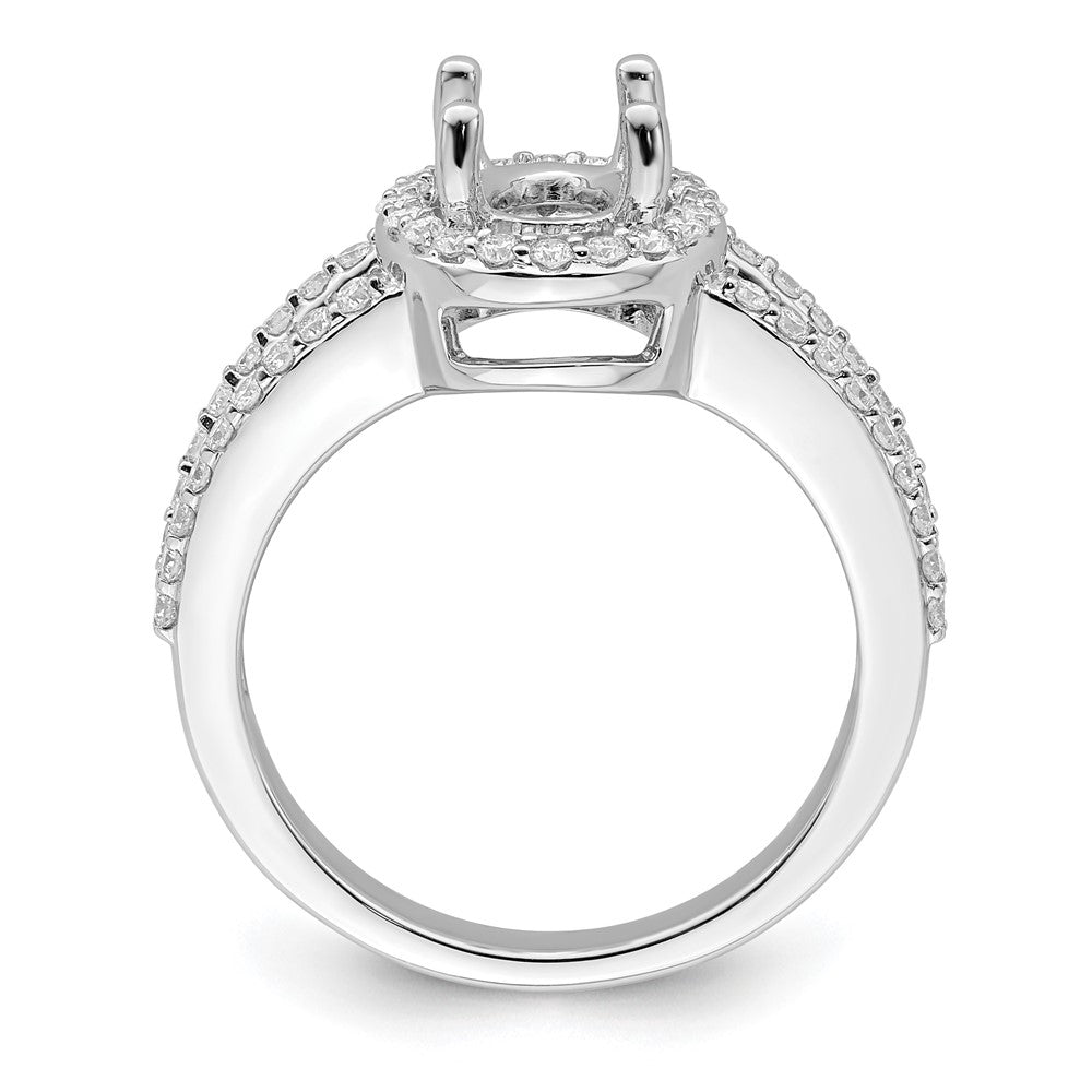 14K White Gold Halo Plus (Holds 2 carat (9.5x7.0mm) Oval Center) 1/2 carat Diamond Semi-Mount Engagement Ring