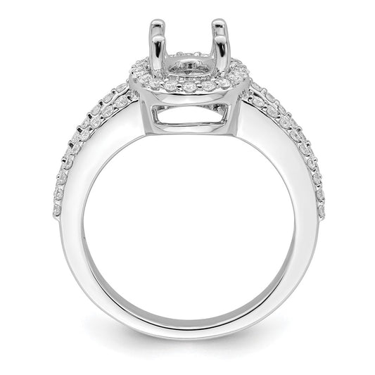 14K White Gold Halo Plus (Holds 2 carat (9.5x7.0mm) Oval Center) 1/2 carat Diamond Semi-Mount Engagement Ring