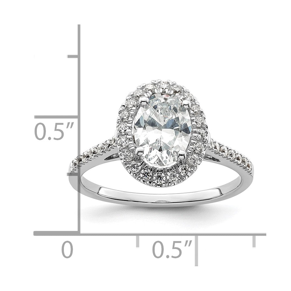 14K White Gold Halo (Holds 2 carat (8.5x6.5mm) Oval Center) 1/3 carat Diamond Semi-mount Engagement Ring