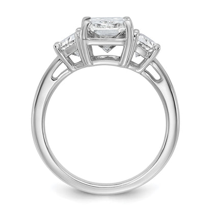 14K White Gold 1 carat Lab Grown Diamond VS+ F+ Half Moon 3 carat Radiant Center Semi Mount Engagement Ring