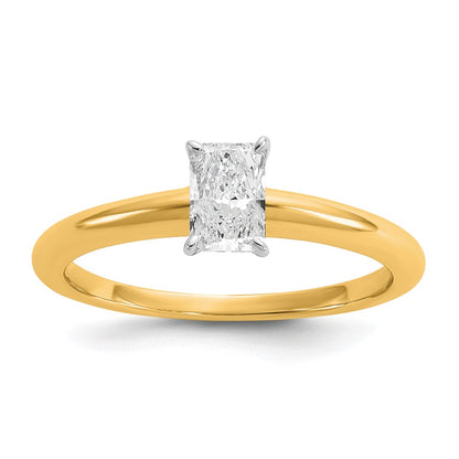14K Two-Tone Gold Two-tone 1/2 carat Certified Lab Grown Diamond VS+ F+ Radiant Solitaire Complete Engagement Ring
