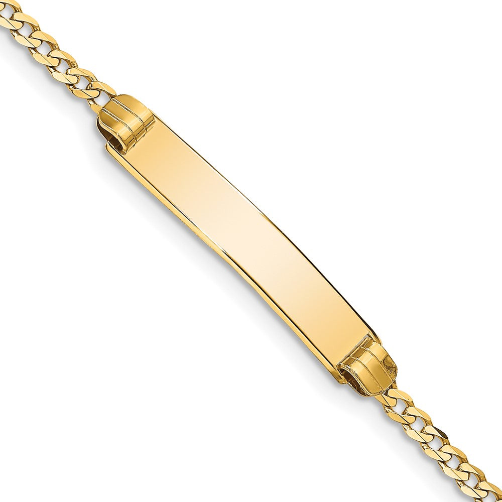 14K Yellow Gold Polished Solid Chain/Solid Plate Curb Link 25x5mm Plate 8 Inch ID Bracelet