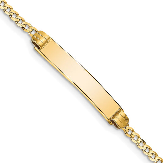14K Yellow Gold Polished Solid Chain/Solid Plate Curb Link 25x5mm Plate 8 Inch ID Bracelet