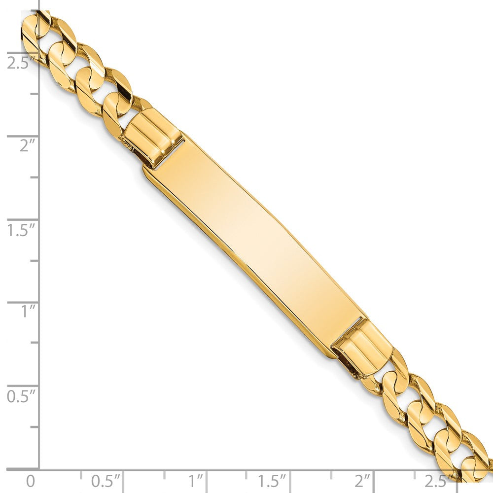 14K Yellow Gold Polished Solid Chain/Solid Plate Curb Link 37x8mm Plate 8 Inch ID Bracelet
