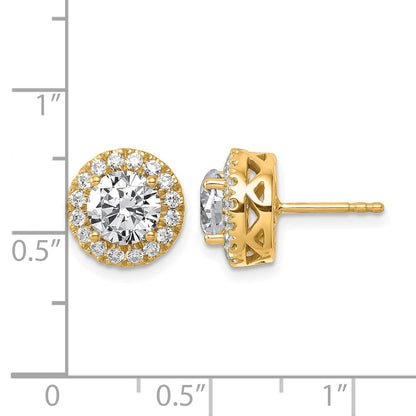 14K Yellow Gold 2 1/2 carat Certified Lab Grown Diamond VS/SI+ G+ Complete Round Halo Post Earrings