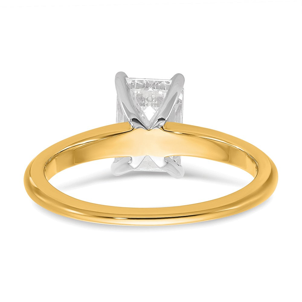 14K Two-Tone Gold Two-tone 1 1/2 carat Certified Lab Grown Diamond VS+ F+ Emerald Solitaire Complete Engagement Ring