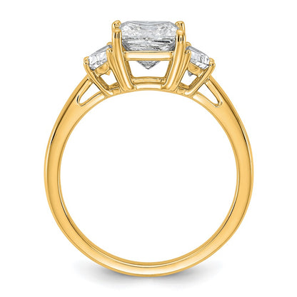 14K Yellow Gold 2 carat Certified Lab Grown Diamond VS/SI+ G+ Princess and Half Moon Complete Three Stone Engagement Ring