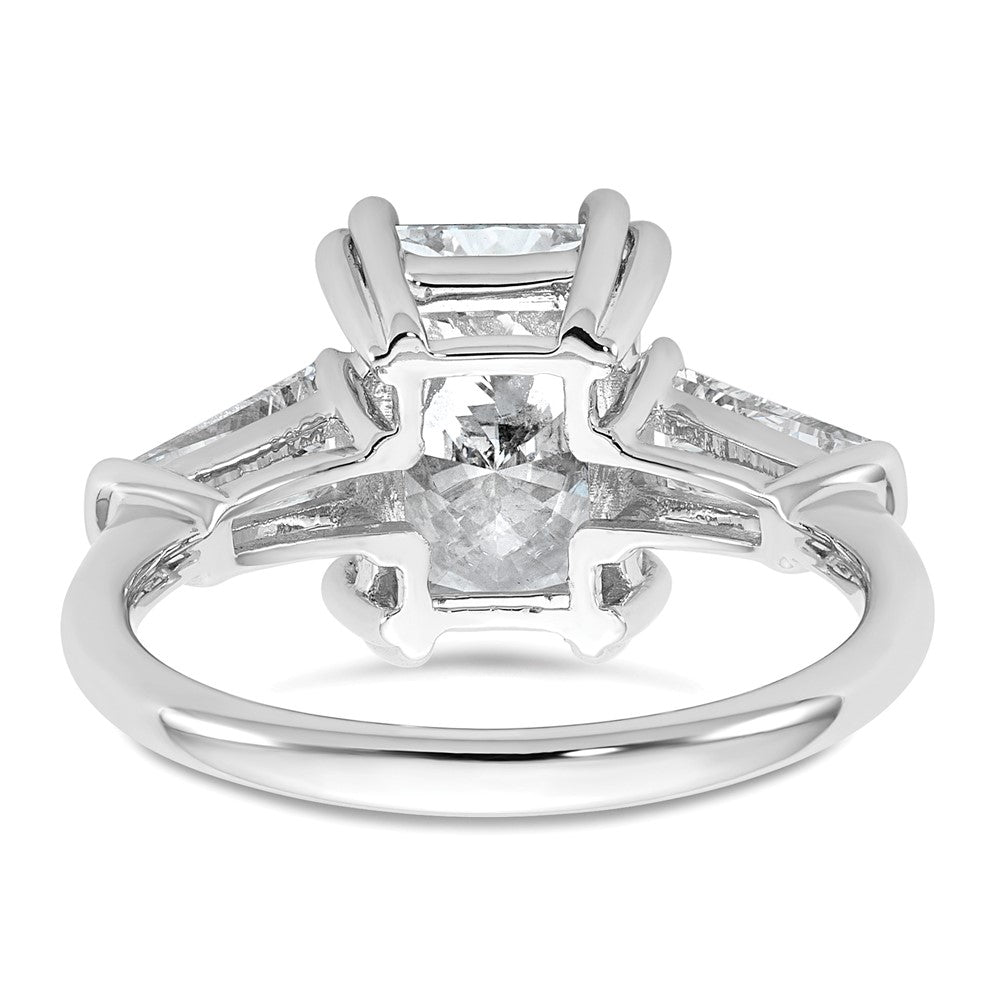 14K White Gold 3/4 carat Lab Grown Diamond VS+ F+ Tapered Baguette Sides 3 carat Radiant Center Semi Mount Engagement Ring