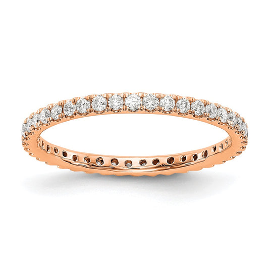 14K Rose Gold Polished Size 7 U-Shared Prong 1/2 carat Diamond Complete Eternity Wedding Band Ring