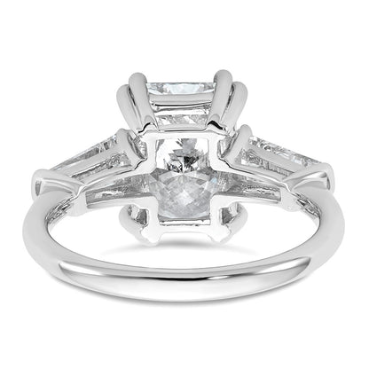 14K White Gold 3 3/4 carat Certified Lab Grown Diamond VS+ F+ Radiant with Tapered Baguette Sides Complete Engagement Ring