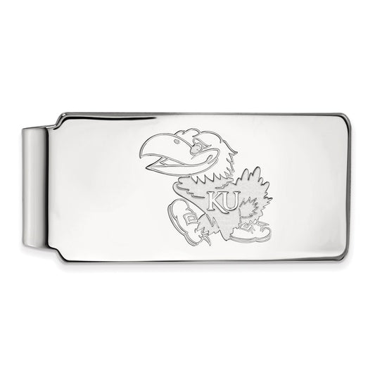 10K White Gold LogoArt University of Kansas Jayhawk Money Clip