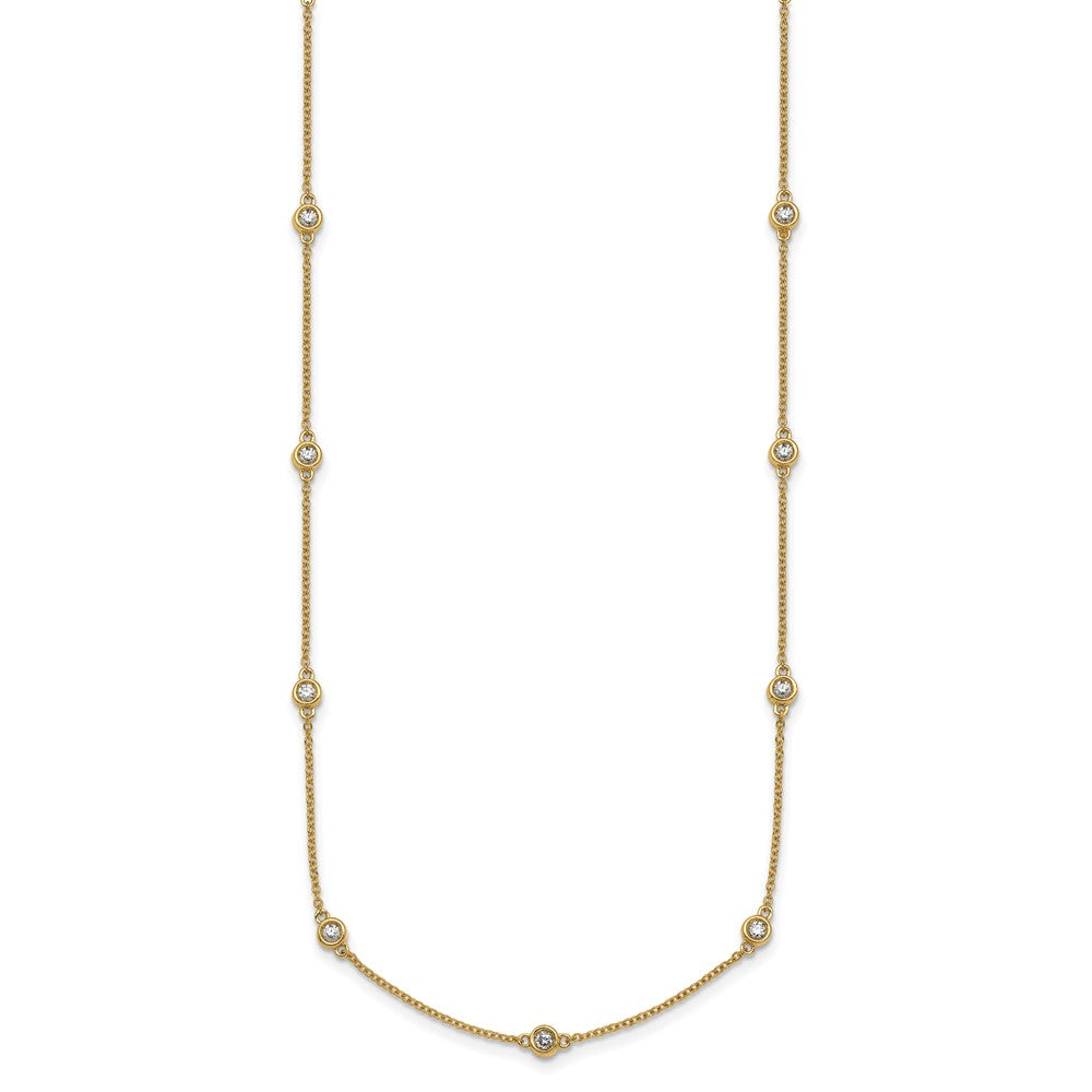 14K Yellow Gold Complete 1/2 carat Bezel-set Diamond and Cable Chain 13-Station 16 Inch Necklace