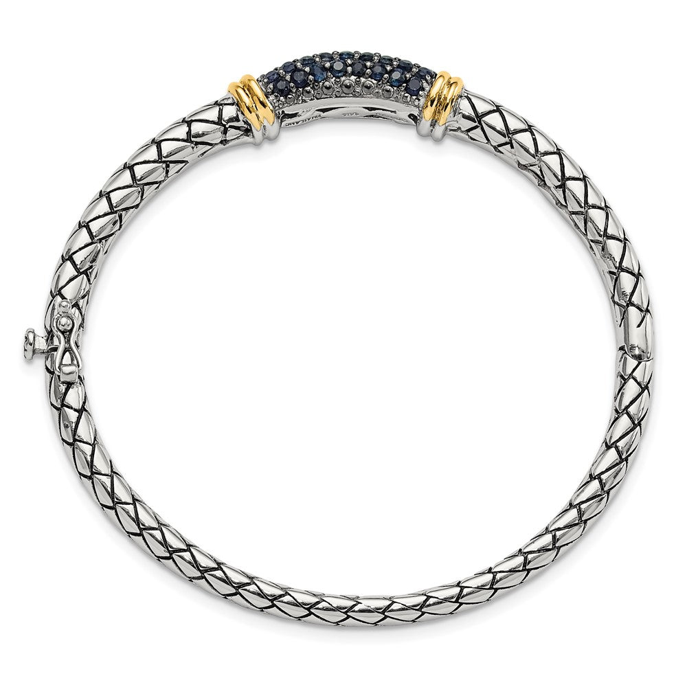 Shey Couture Sterling Silver Rhodium-plated with 14K Accent Sapphire Bangle Bracelet