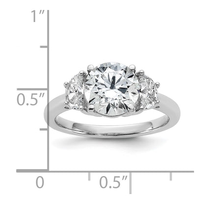 14K White Gold 2 1/2 carat Certified Lab Grown Diamond VS+F+ Round Complete Three Stone Engagement Ring