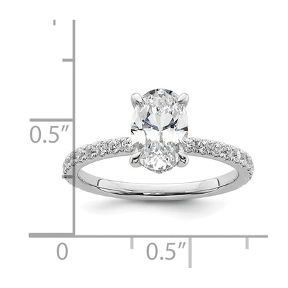 14K White Gold 1 7/8 carat Certified Lab Grown Diamond VS+ F+ Oval Complete Solitaire with Flair Engagement Ring