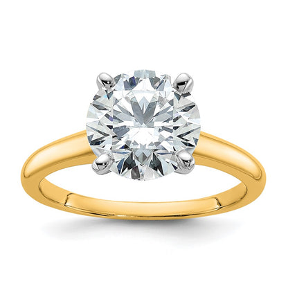 14K Two-Tone Gold 3 carat Lab Grown Diamond VS+ F+ Round Complete Solitaire Engagement Ring