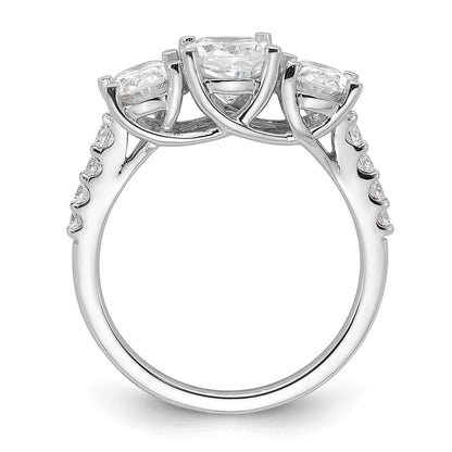 14K White Gold 2 3/4 carat Lab Grown Diamond VS+ F+ Oval Complete Three Stone Engagement Ring